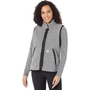 Carhartt Sherpa Fleece Snap Front Vest Womens Large L Relaxed Fit Gray Black NWT